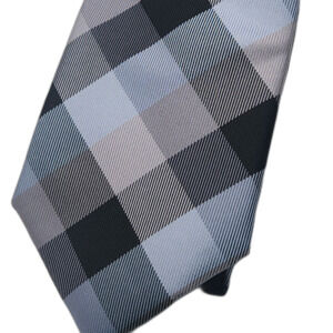 NAUTICA Mens Tie and Pocket Square Blue, Brown, Gray, Black Plaid 59"x 3" NWT